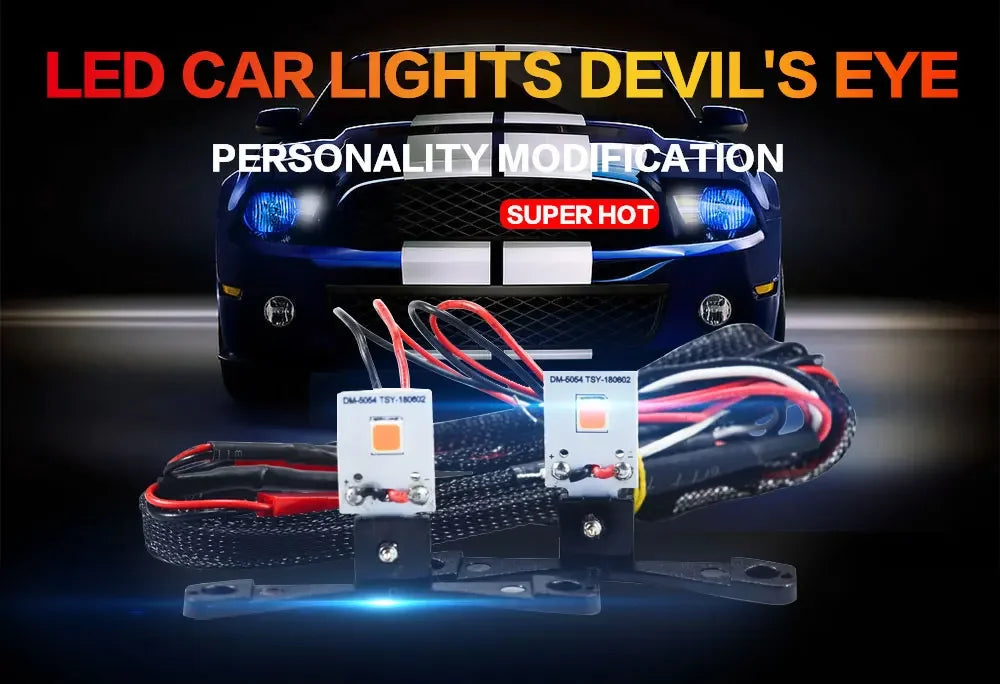 Car Led Devil Eye LED Bluetooth-compatible APP RGB Demon Evil Eyes DRL 2.5 Headlights Motorcycle Mini Projector Lens Accessories