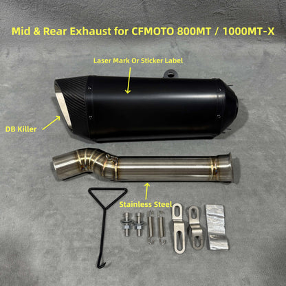 Escapamento para CFMOTO 800MT / 1000MT-X, Conjunto Completo com Tubo Intermediário e Silenciador Traseiro, DB Killer Integrado