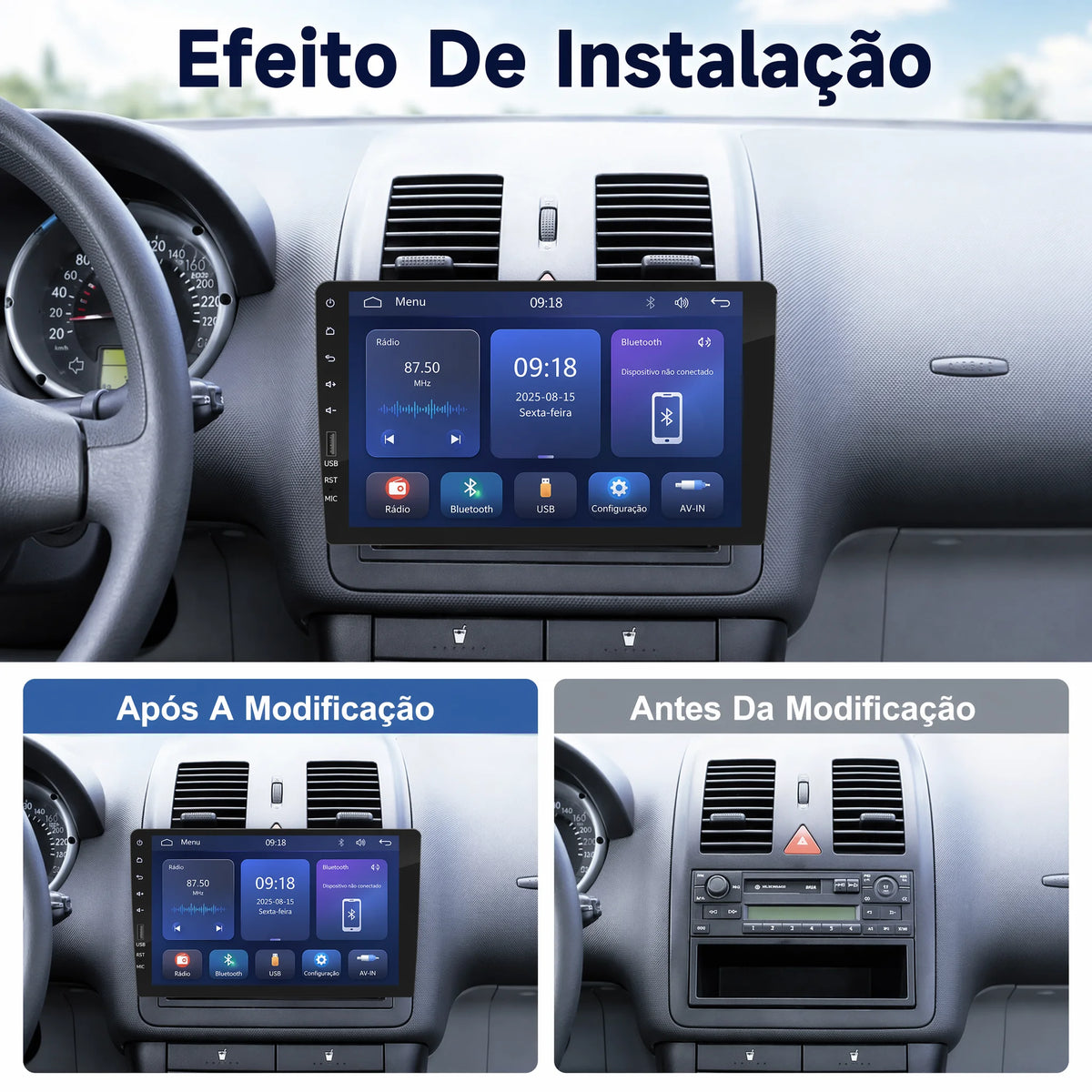 ESSGOO Rádio Estéreo Automotivo MP5 de 9 Polegadas 1 DIN com Bluetooth, Espelho Link, Receptor FM e Reprodutor Multimídia