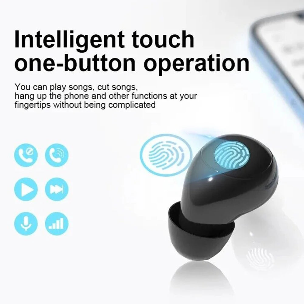Sk18 mini fones de ouvido invisíveis sem fio bluetooth 5.3 fones baixo dormir com microfone cancelamento ruído hd