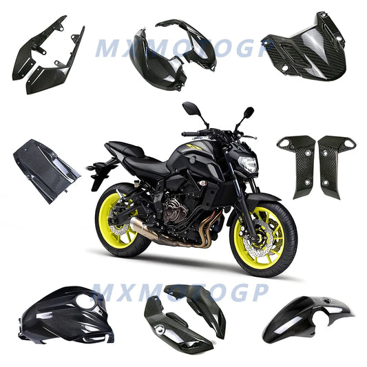 Para yamaha mt07 mt 07 2018 2019 2020 100% 3k painéis laterais de fibra carbono fender kits carenagem completa acessórios da motocicleta