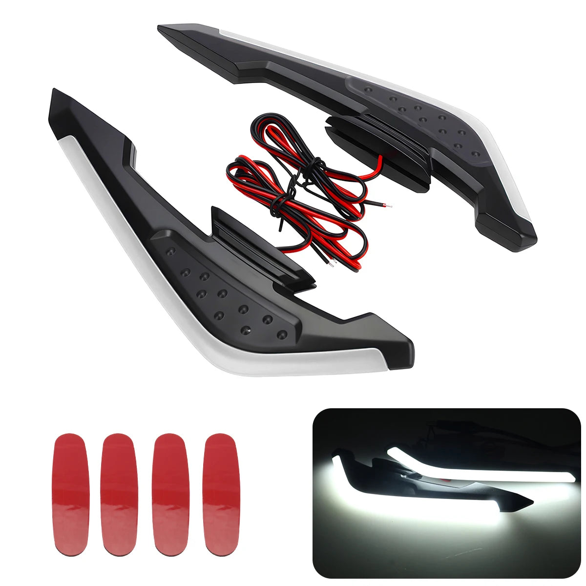 Kit de Luzes LED Aerodinâmicas para Motocicleta, 1 Par de Luzes Decorativas Universais para Motocicleta