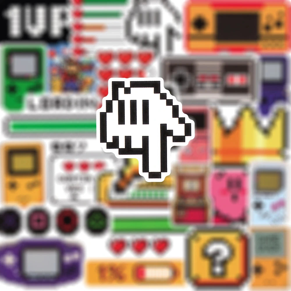 50 pçs clássico console de jogos dos desenhos animados adesivos retro nostalgia decalques para skate carro motocicleta capacete graffiti adesivo brinquedos