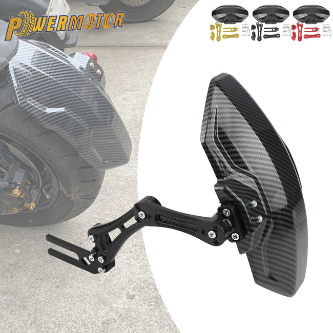 Para-lamas de roda traseira de fibra de carbono de imitação ajustável para motocicleta para cafe racer e-bike scooter ciclomotor peças universais