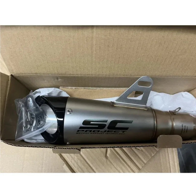 Silenciador de Escape SC de Dupla Camada, Som de Corrida Alto, Muffler Modificado Compatível com Ninja Z250 Z300 ZX10 MT07 MT09 R25 R3 R6