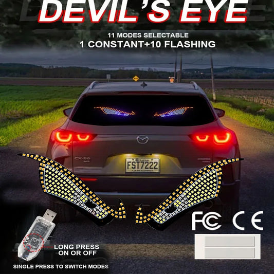 New Devil Eye Car LED Decorative Light Modified Kazilan Big Eye Light Personalized Decoration 11 Modes USB