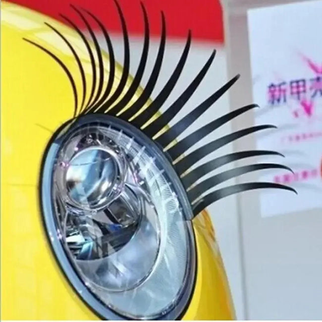 3d encantador preto cílios postiços falso olho chicote adesivo farol do carro decoração engraçado decalque 1 par