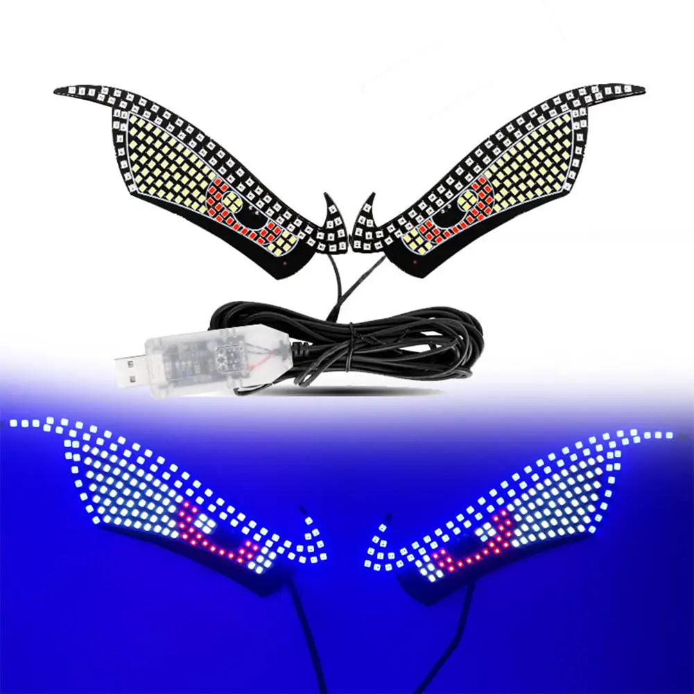 Car LED Decorative Lights Creative RGB Dynamic Truck Devil Eye Light LED Display Multi-Mode Demon Eye Waterproof Dustproof Light
