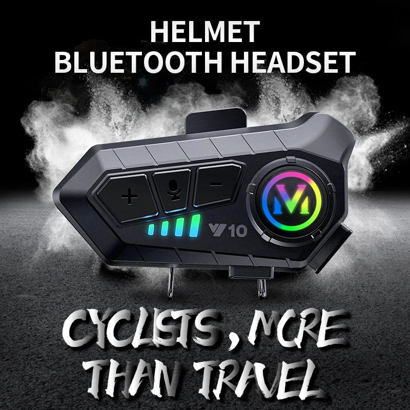Fone de Ouvido Bluetooth 5.3 para Capacete de Moto Y10, Kit de Chamadas Sem Fio, Reprodutor de Música MP3 à Prova d'Água