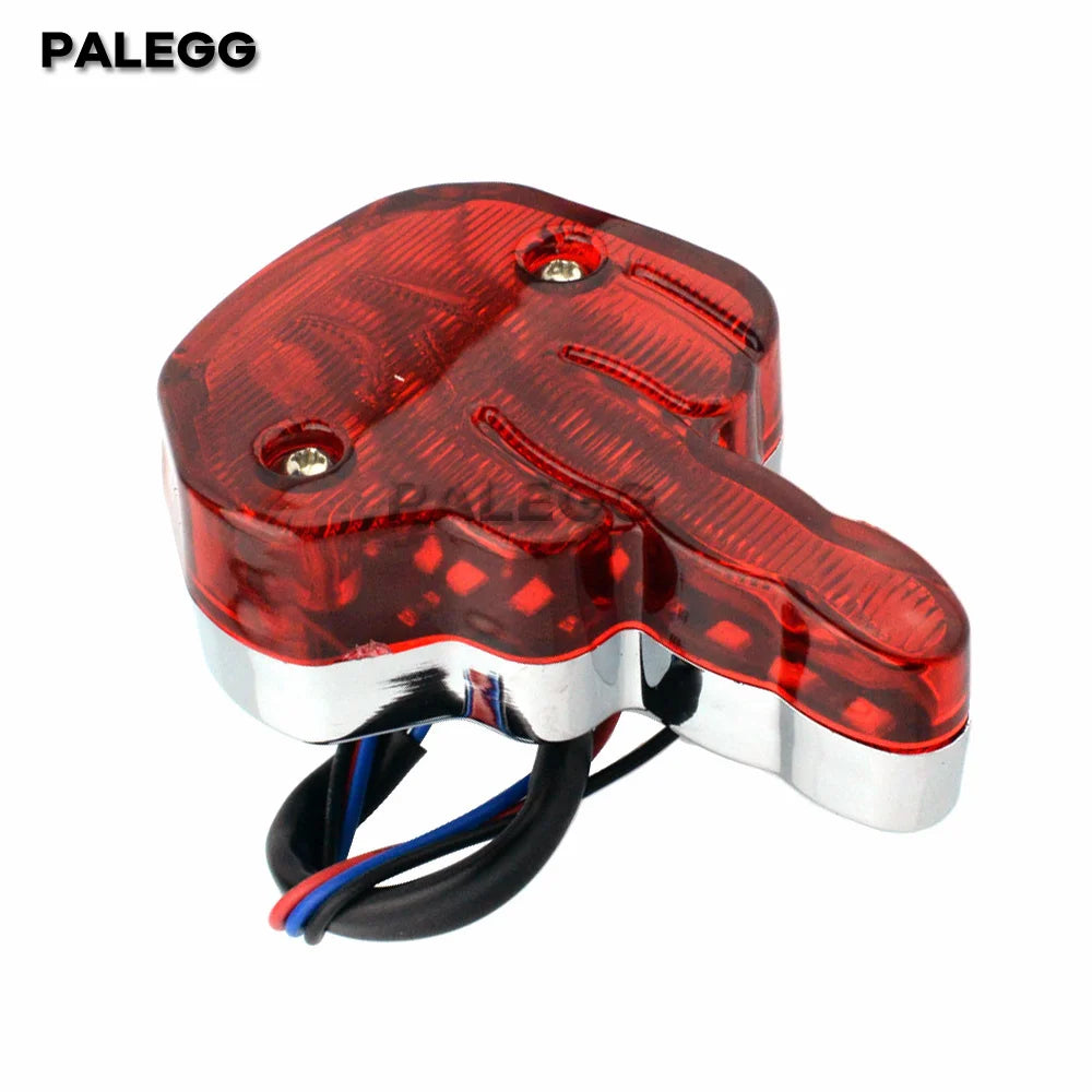 Universal traseira placa LED luz para motocicleta, dedo médio, Stop cauda lâmpada, luz branca para Harley Chopper personalizado