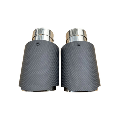 1pc automotivo universal de aço inoxidável tubo escape silenciador fibra carbono guarnição tubo cauda ponta escape