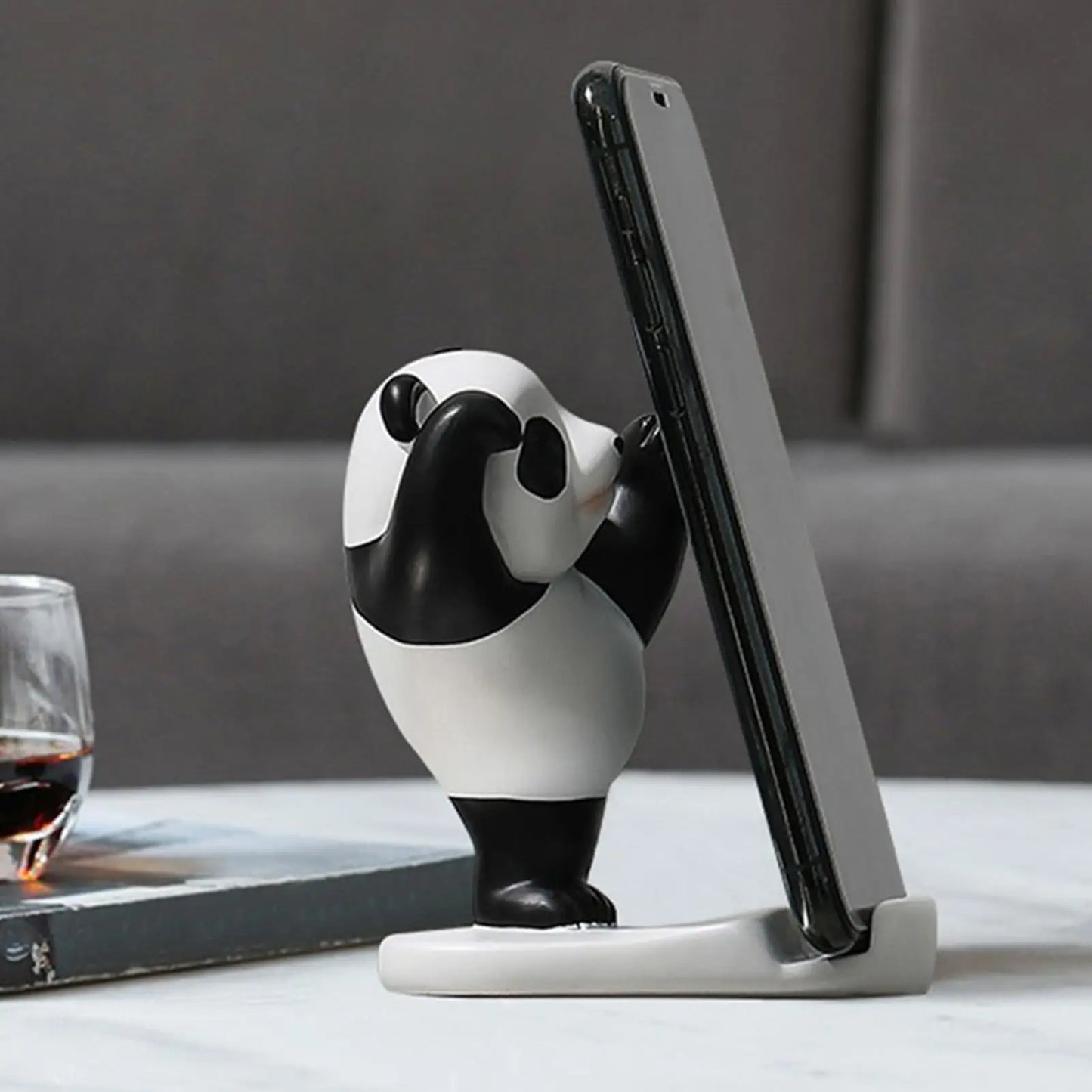 Suporte de Celular Universal Criativo em Forma de Panda para Decoração de Mesa de Escritório em Casa
