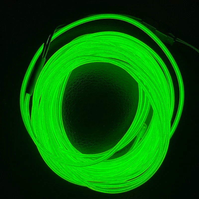 1m 3m 5m brilho el fio cabo de néon para festa de dança de natal trajes diy luz iluminada multicolorida aa bateria lâmpada tira led