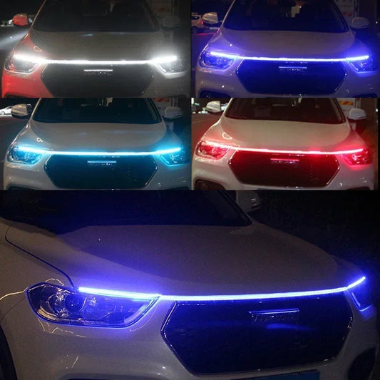 LED  Car Daytime Running Light DRL With Turn Signal Lamp Car Hood Decorative Light Strip With Start Scan Meteor Dynamic 12V