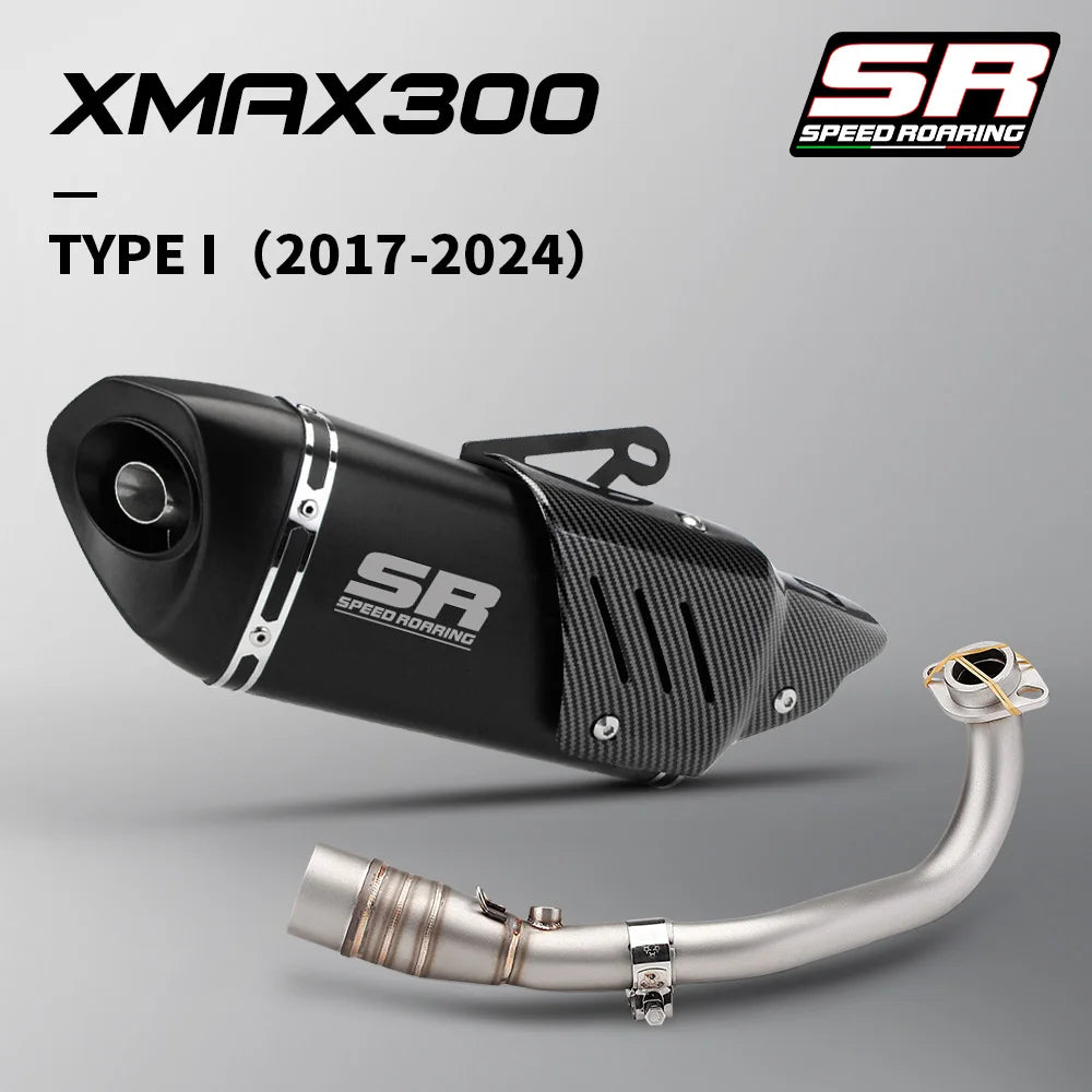 Sistema de escape da motocicleta para xmax300 xmax 250 300 400 2017-2024 tubo de ligação frontal e silenciador