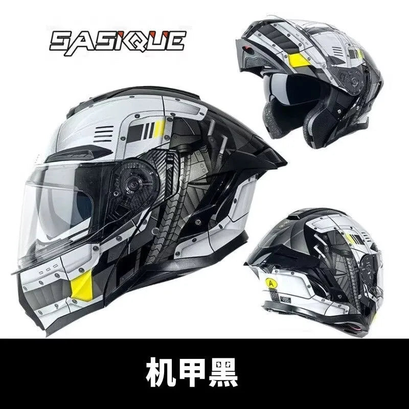 Flip up capacete da motocicleta rosto cheio lente dupla fora de estrada capacete de corrida dos homens cascos para moto capacete de moto dot aprovado