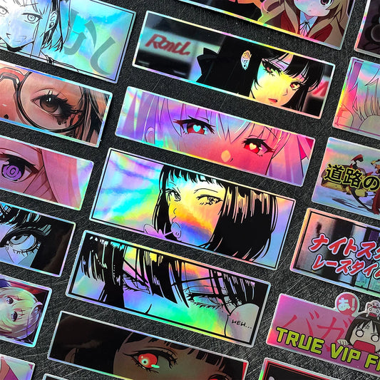 32 pçs jdm anime menina motocicleta laser arco-íris adesivos moto bicicleta scooter corpo do carro capacete acessórios de vinil decalque para zontes voge