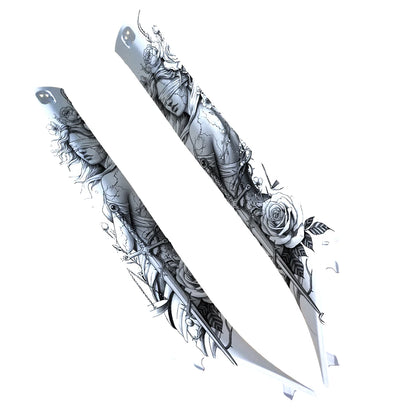 Conjunto de Adesivos para Interior de Carro em Duas Peças, Padrão Deusa Libra, Tecido Elástico, Autoadesivo, para Decorar os Pilares A do Carro.