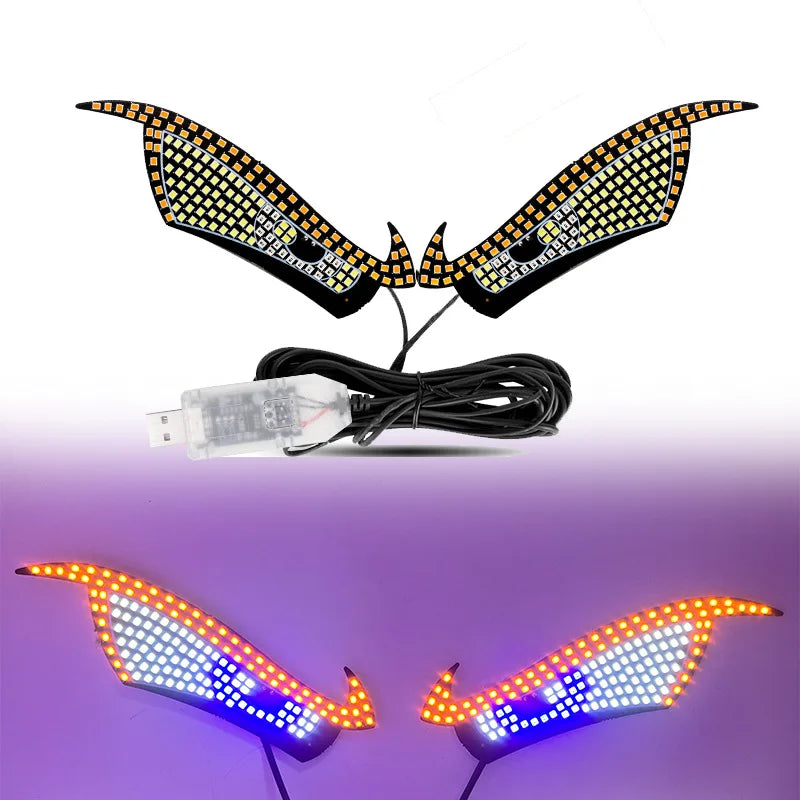 New Devil Eye Car LED Decorative Light Modified Kazilan Big Eye Light Personalized Decoration 11 Modes USB