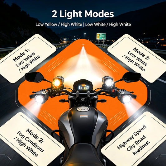 Heyword motocicleta led holofote auxiliar dois tons motocicleta led exterior luz da motocicleta atv scooter luz de condução