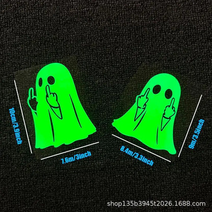 Adesivo Decorativo de Halloween com Fantasma Brilhante, Criativo e Personalizado para Carro e Motocicleta, Padrão Engraçado para Aplicar na Carroceria