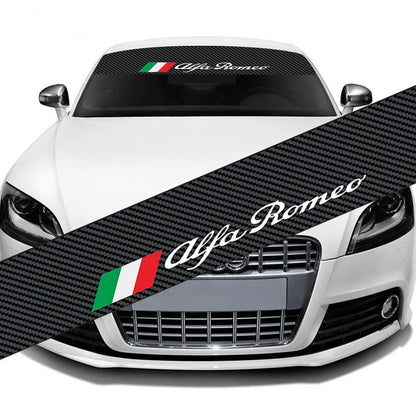 Adesivo de fibra de carbono para para-brisa de carro, decalque para logotipo alfa romeo stelvio brera giulia 166 156 159 147 155 mito gt giulietta