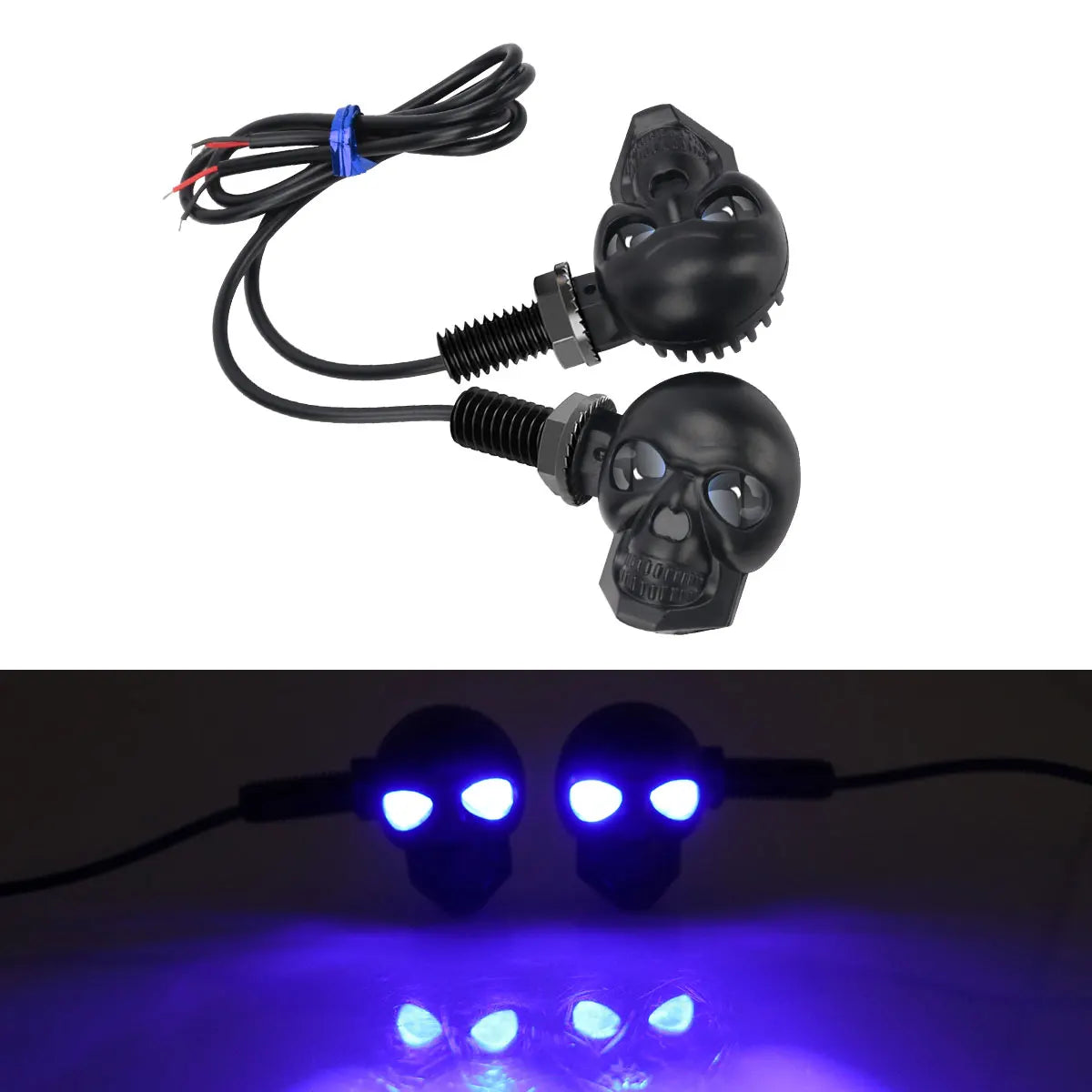 2 Peças Mini Luzes de Seta LED para Moto em Formato de Caveira, Indicadores DRL Dianteiros e Traseiros, Pisca-Pisca para Honda Yamaha