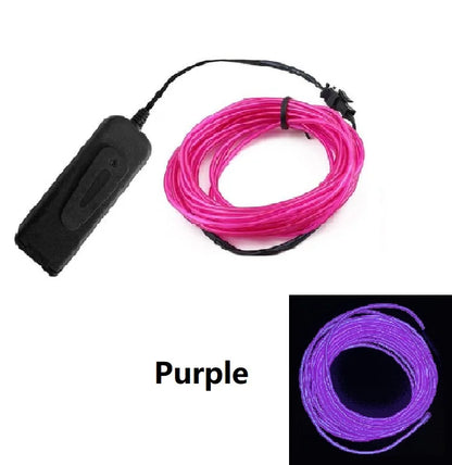 1m 3m 5m brilho el fio cabo de néon para festa de dança de natal trajes diy luz iluminada multicolorida aa bateria lâmpada tira led