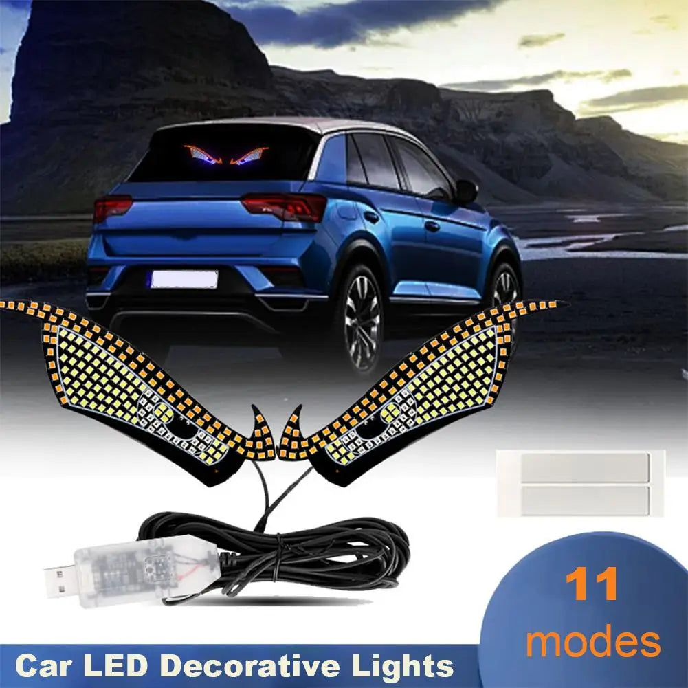 Car LED Decorative Lights Creative RGB Dynamic Truck Devil Eye Light LED Display Multi-Mode Demon Eye Waterproof Dustproof Light