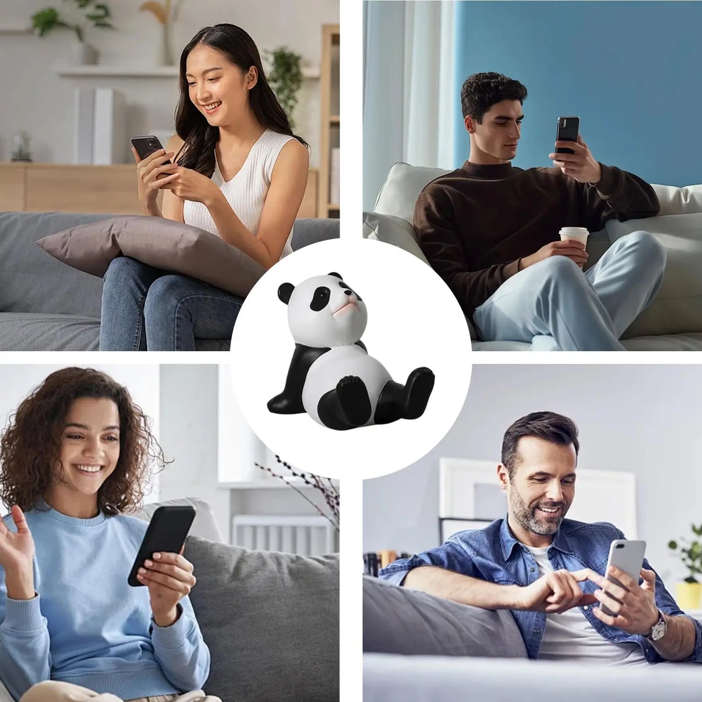 Suporte de Celular Universal Criativo em Forma de Panda para Decoração de Mesa de Escritório em Casa