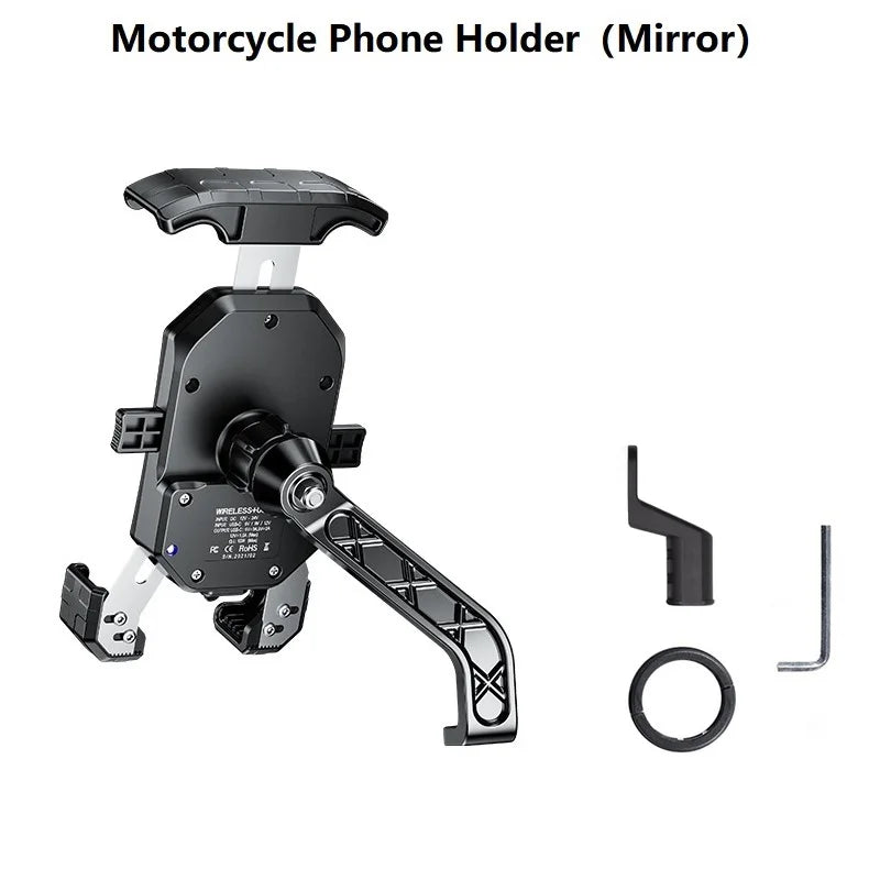 Motorcycle Phone Holder 15W Wireless Charger QC3.0 USB Charging Mount Stand Handlebar Smartphone Bracket Bike Cellphone Support