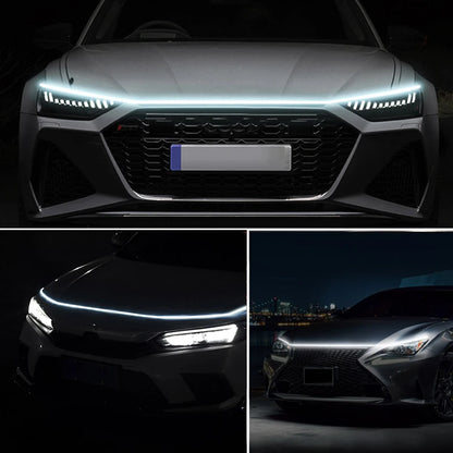 Luz led para capô de carro com sinal de seta, digitalização amarela, partida drl, luzes diurnas dinâmicas, lâmpada decorativa automática, 12v