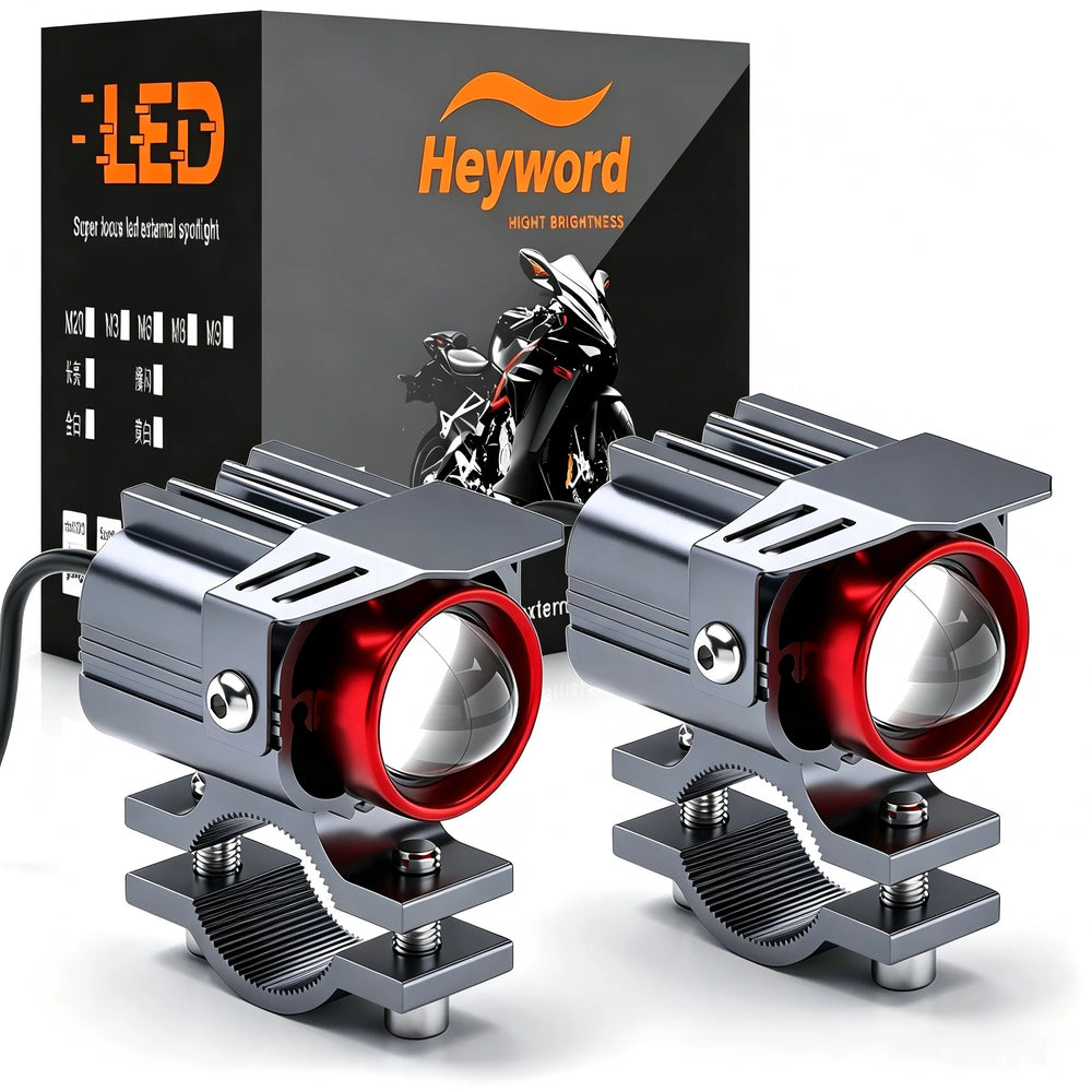 Heyword motocicleta led holofote auxiliar dois tons motocicleta led exterior luz da motocicleta atv scooter luz de condução