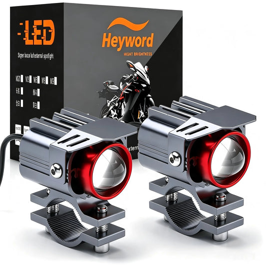 Heyword motocicleta led holofote auxiliar dois tons motocicleta led exterior luz da motocicleta atv scooter luz de condução