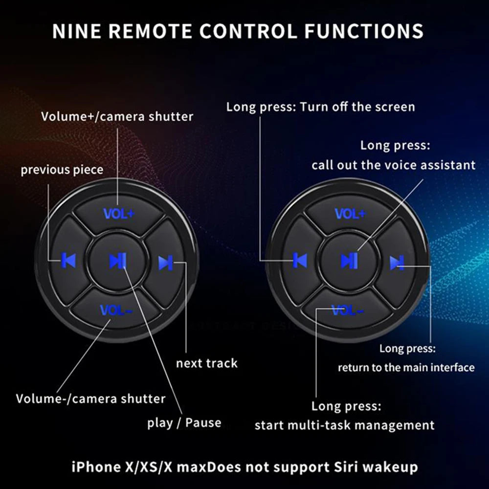Wireless Media Bluetooth-compatible Button Remote Controller Car Motorcycle Steering Wheel MP3 Music Play For IOS Android Tablet