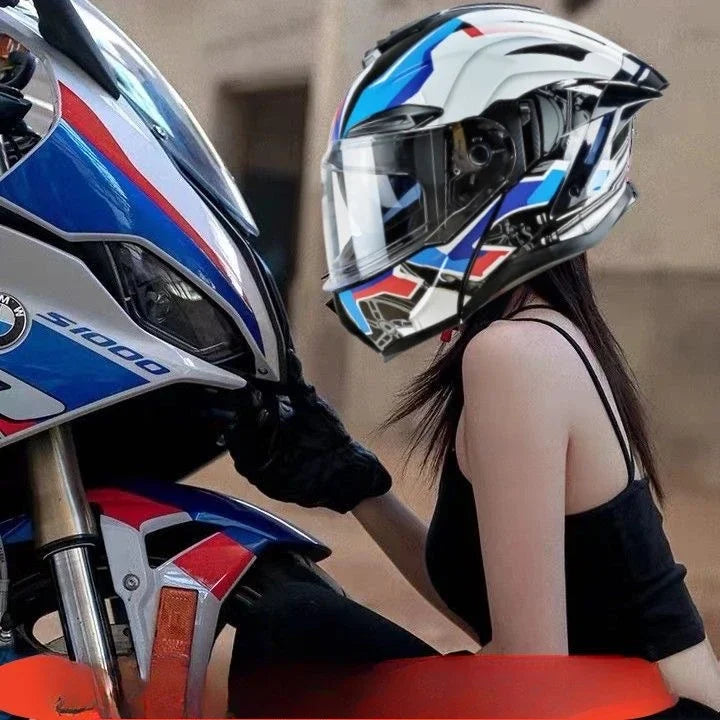 Flip up capacete da motocicleta rosto cheio lente dupla fora de estrada capacete de corrida dos homens cascos para moto capacete de moto dot aprovado