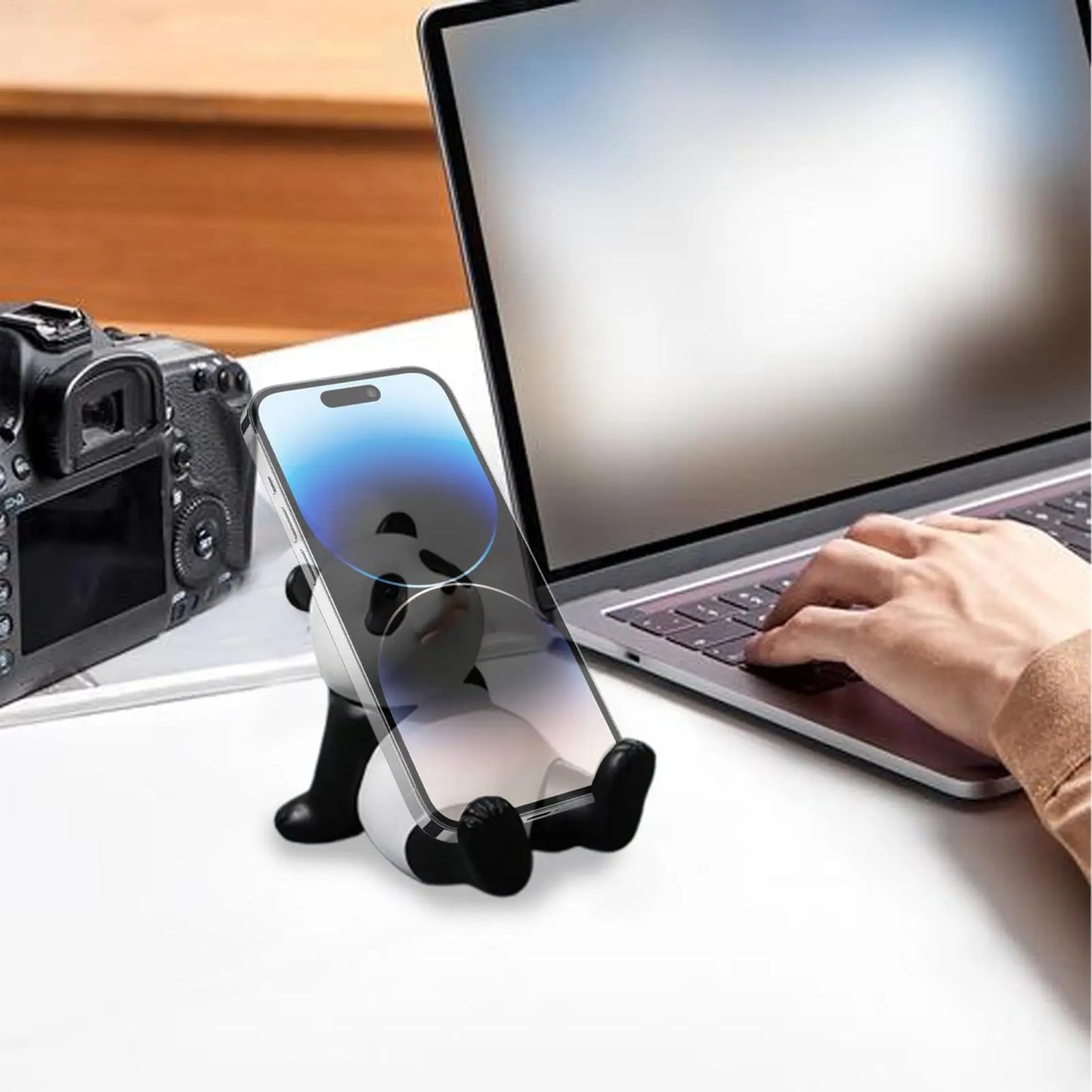 Suporte de Celular Universal Criativo em Forma de Panda para Decoração de Mesa de Escritório em Casa