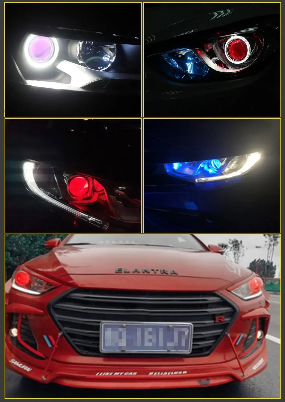Car Led Devil Eye LED Bluetooth-compatible APP RGB Demon Evil Eyes DRL 2.5 Headlights Motorcycle Mini Projector Lens Accessories