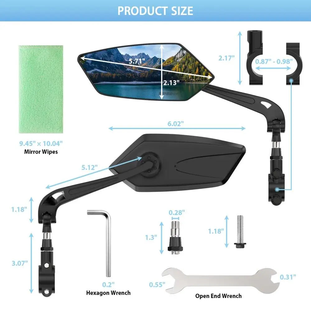 Bicicleta Retrovisor DOMEN 360 °   Girar espelho grande angular ajustável, guidão de bicicleta de estrada, espelhos retrovisores, acessórios de bicicleta
