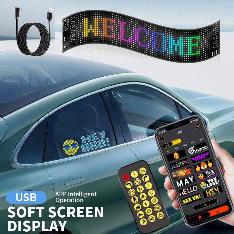 Programmable LED Matrix Pixel DC 5V RGB LED Car Sign Animation Panel DIY Bluetooth App Control LED Panel Flexible Display Light