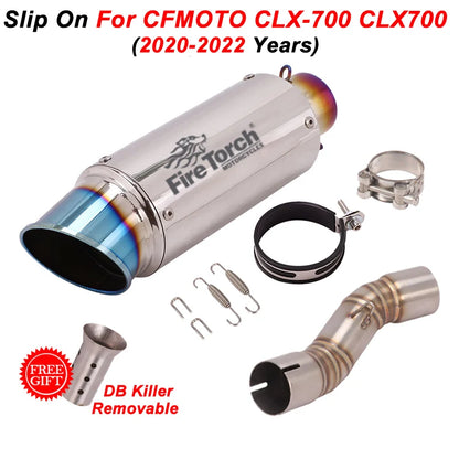 Sistemas de escape da motocicleta 51mm mid link tubo moto silenciador db assassino deslizamento para cfmoto CLX-700 clx700 clx 700 2020-2022