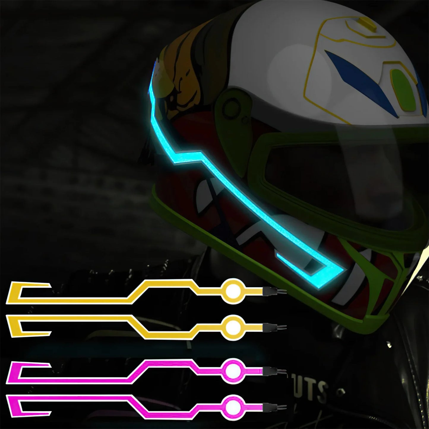 Helmet Strip EL Sticker Led Helmet Light Strip Motorcycle Helmet Light Night Riding Accessory Waterproof LED Cold Light Amagi