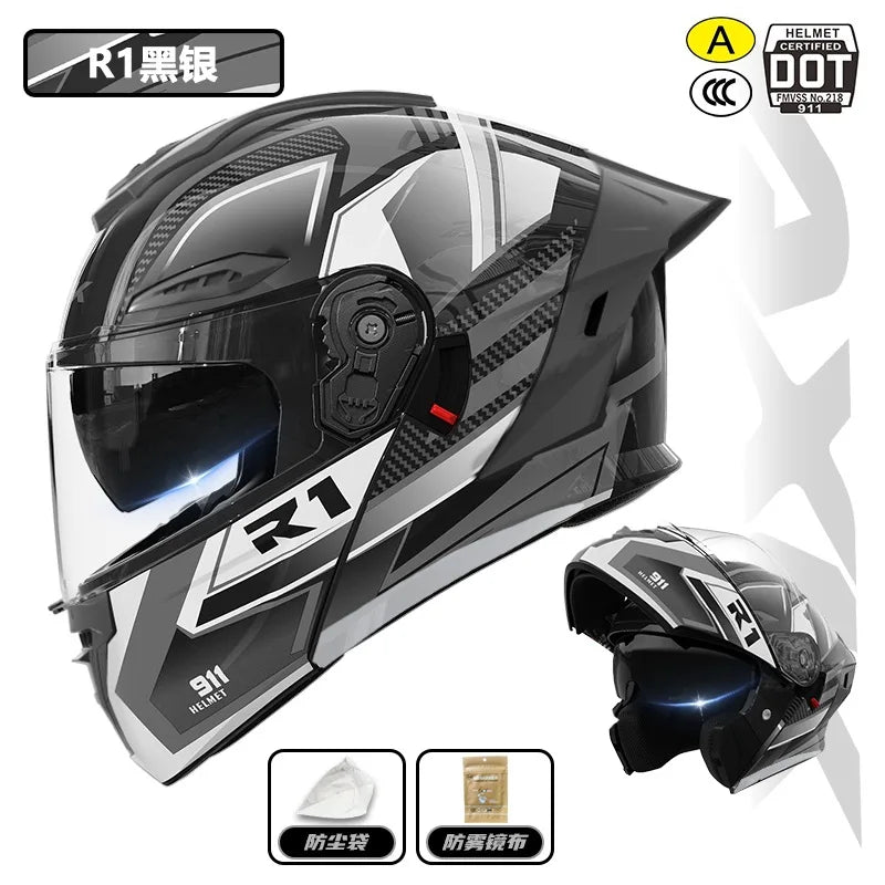 Capacete de motocicleta com certificação 3C&DOT, masculino e feminino, modular, quente para o inverno, quatro estações, capacete de segurança para scooter elétrica