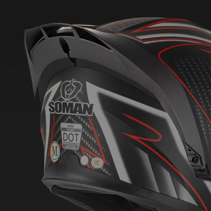 Soman flip up capacete da motocicleta rosto cheio dot capacete da motocicleta lente de viseira dupla corrida casco moto capacete bluetooth