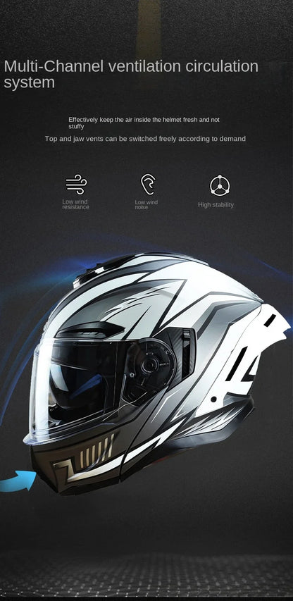 Flip up capacete da motocicleta rosto cheio lente dupla fora de estrada capacete de corrida dos homens cascos para moto capacete de moto dot aprovado